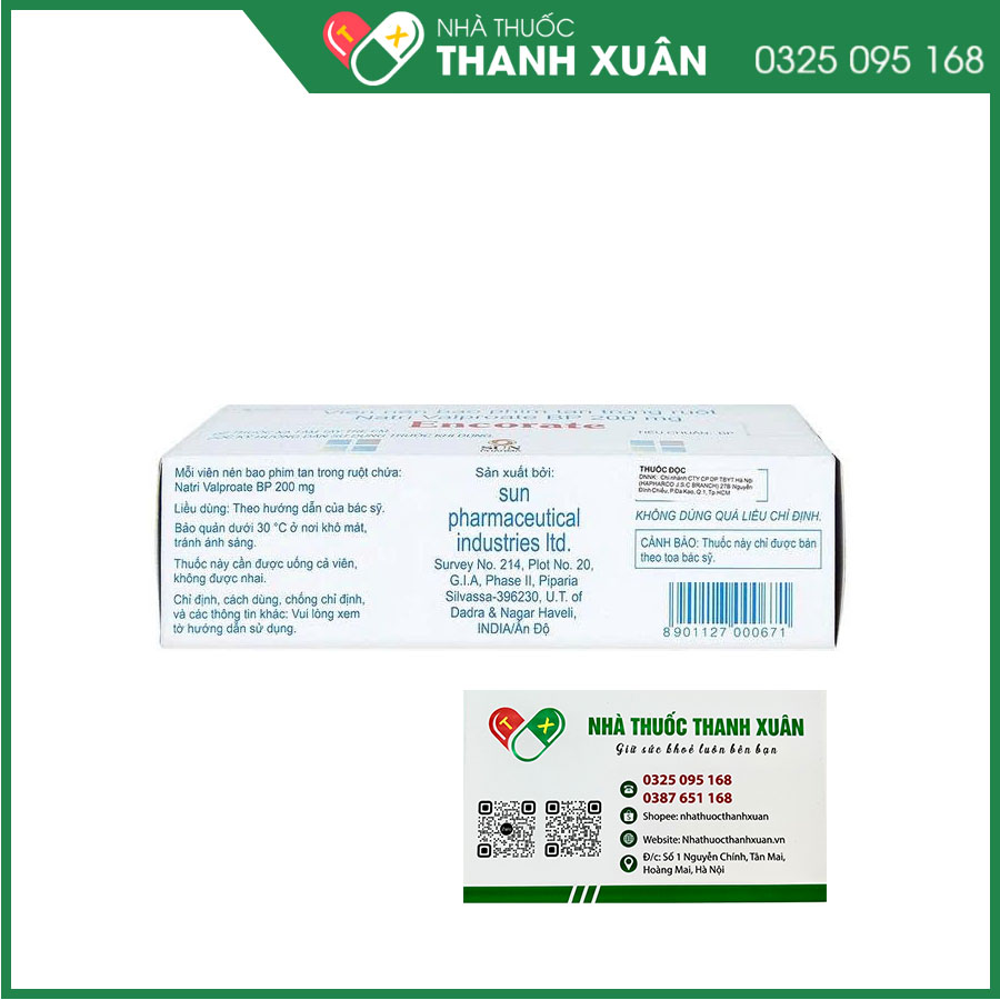 Encorate thuốc điều trị động kinh và rối loạn cảm xúc lưỡng cực